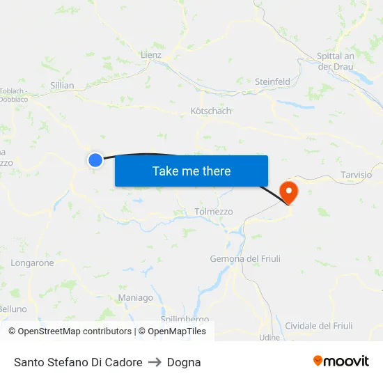 Santo Stefano di Cadore to Dogna map