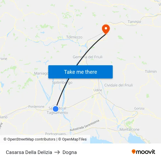Casarsa della Delizia to Dogna map