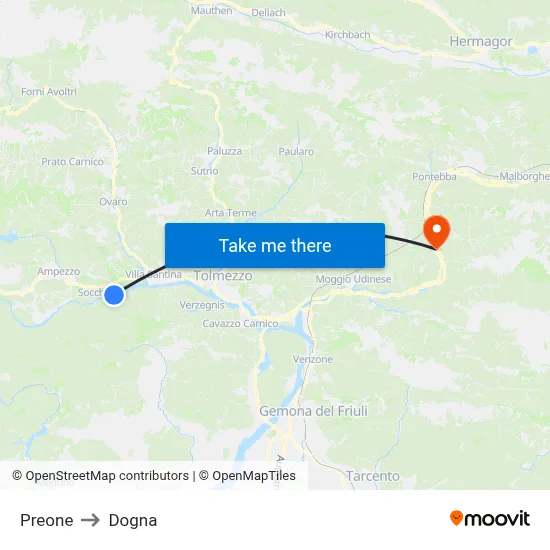Preone to Dogna map