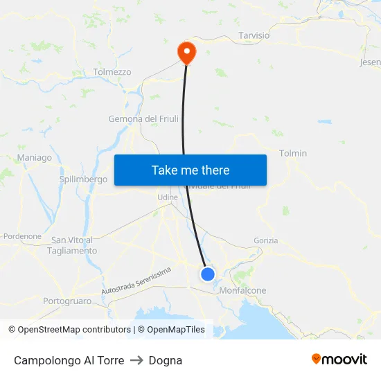 Campolongo al Torre to Dogna map