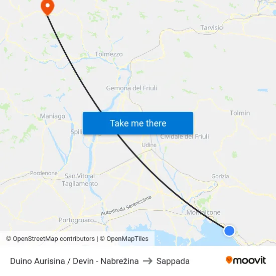 Duino Aurisina / Devin - Nabrežina to Sappada map