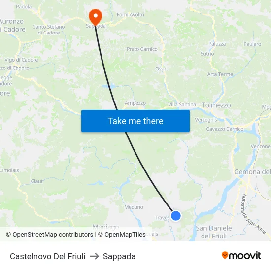 Castelnovo Del Friuli to Sappada map