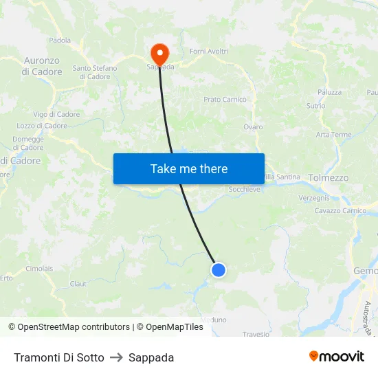 Tramonti Di Sotto to Sappada map