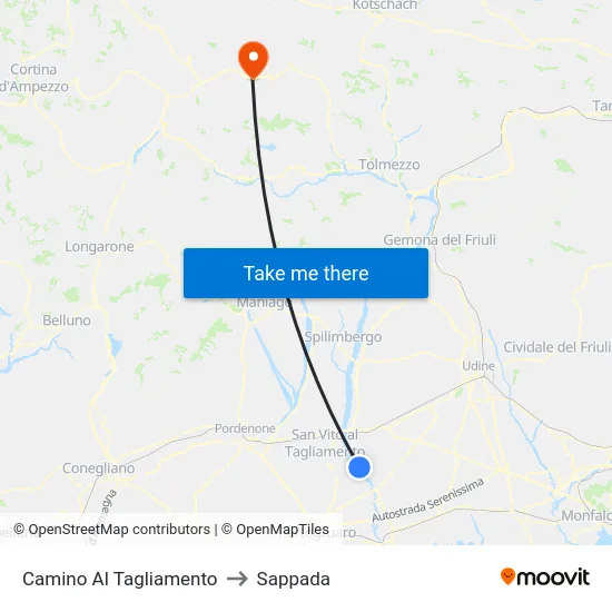 Camino Al Tagliamento to Sappada map