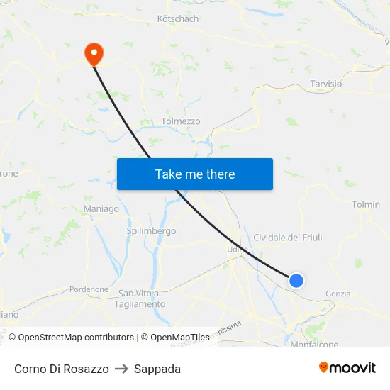 Corno Di Rosazzo to Sappada map