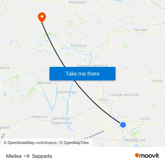 Medea to Sappada map