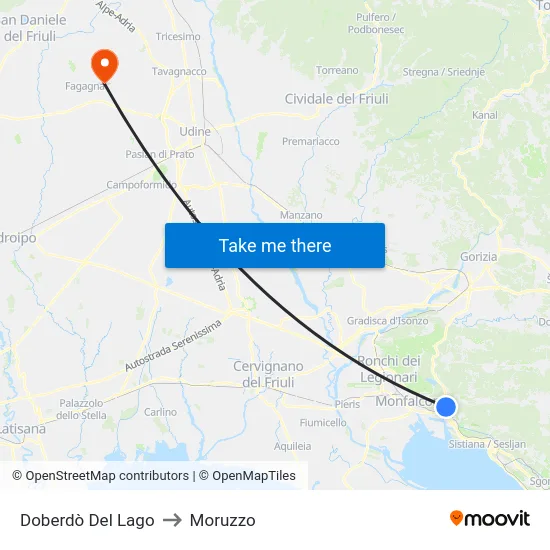 Doberdò Del Lago to Moruzzo map