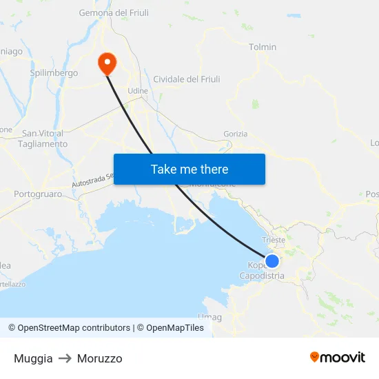 Muggia to Moruzzo map