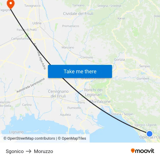 Sgonico to Moruzzo map