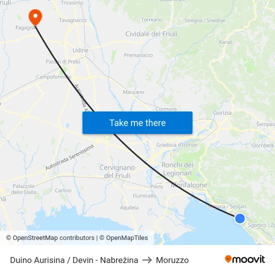 Duino Aurisina / Devin - Nabrežina to Moruzzo map