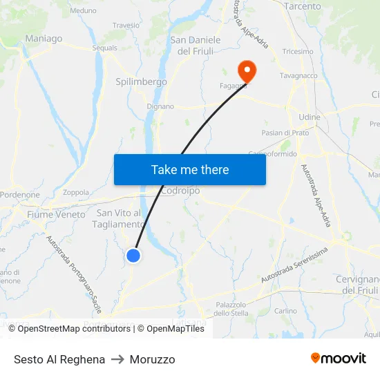Sesto Al Reghena to Moruzzo map