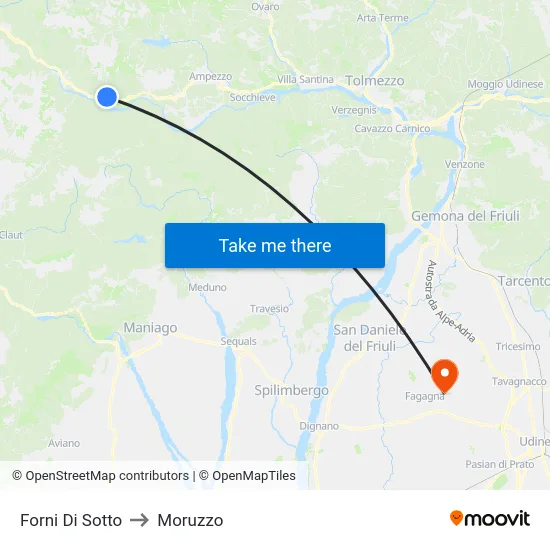 Forni Di Sotto to Moruzzo map