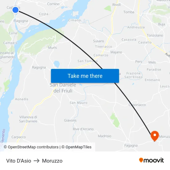 Vito D'Asio to Moruzzo map