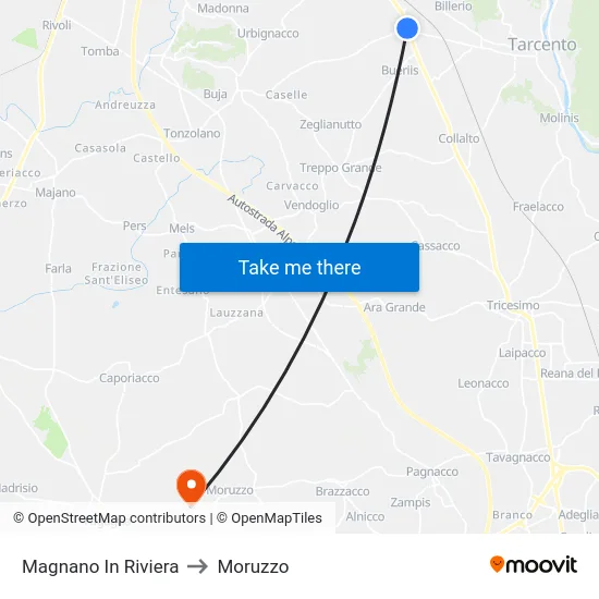 Magnano In Riviera to Moruzzo map