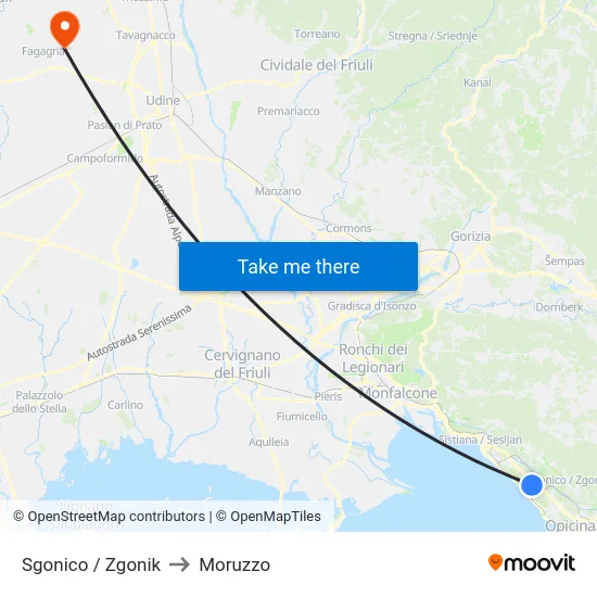 Sgonico / Zgonik to Moruzzo map