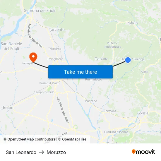 San Leonardo to Moruzzo map