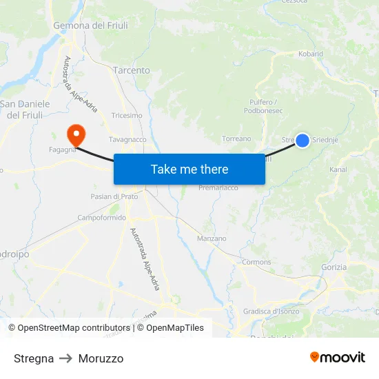 Stregna to Moruzzo map