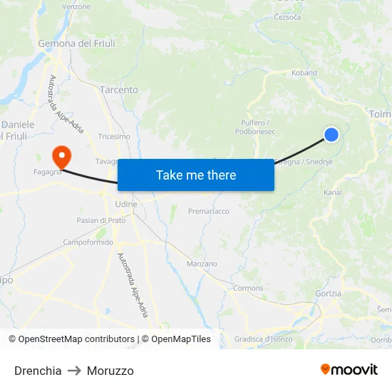 Drenchia to Moruzzo map
