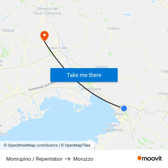 Monrupino / Repentabor to Moruzzo map