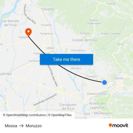 Mossa to Moruzzo map