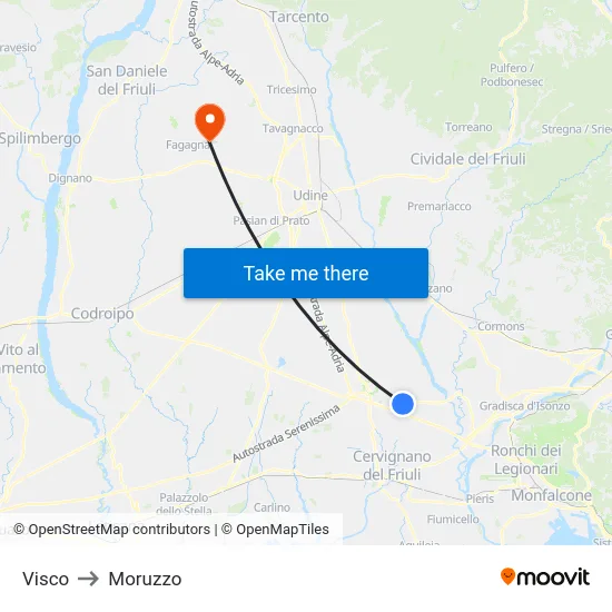 Visco to Moruzzo map
