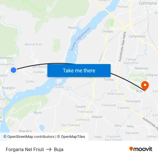 Forgaria nel Friuli to Buja map
