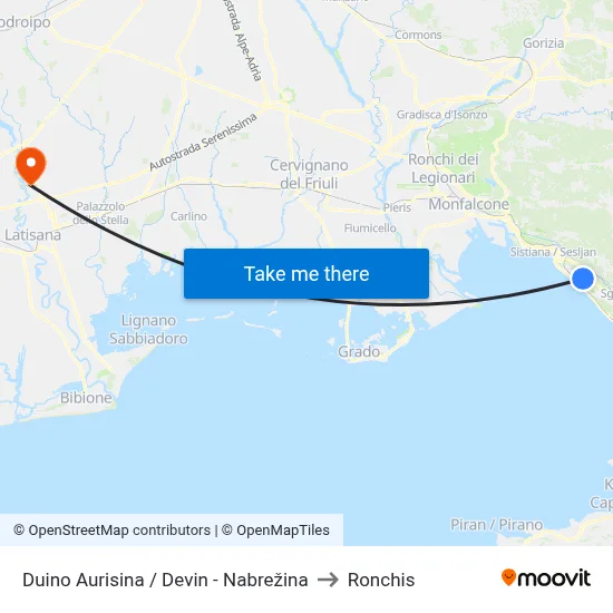Duino Aurisina / Devin - Nabrežina to Ronchis map
