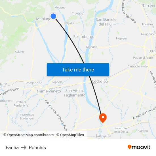 Fanna to Ronchis map