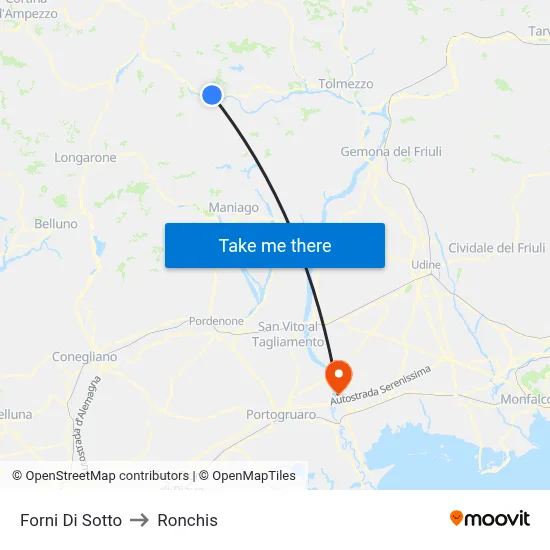 Forni Di Sotto to Ronchis map