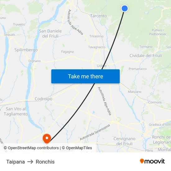 Taipana to Ronchis map