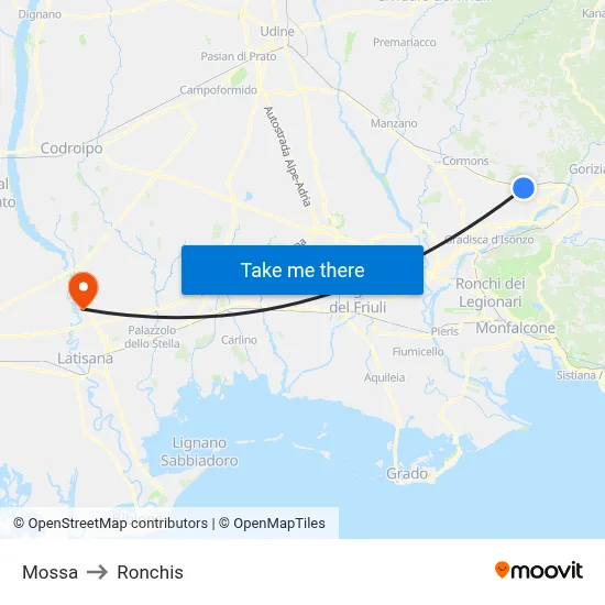 Mossa to Ronchis map