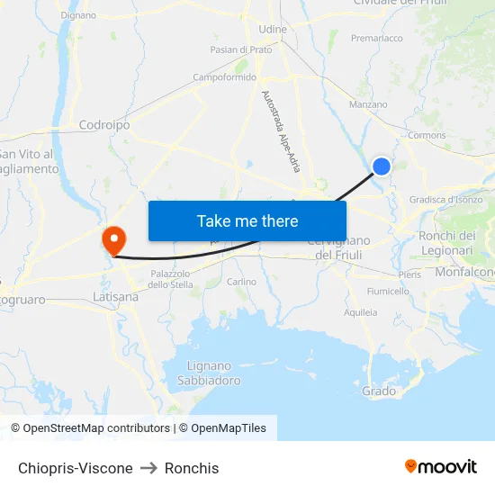 Chiopris-Viscone to Ronchis map