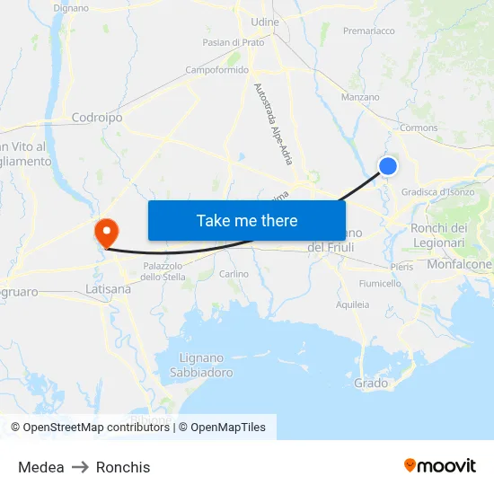 Medea to Ronchis map
