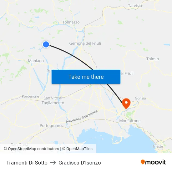 Tramonti Di Sotto to Gradisca D'Isonzo map