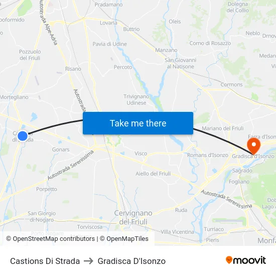 Castions Di Strada to Gradisca D'Isonzo map