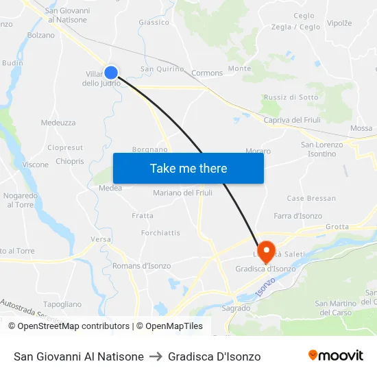 San Giovanni Al Natisone to Gradisca D'Isonzo map