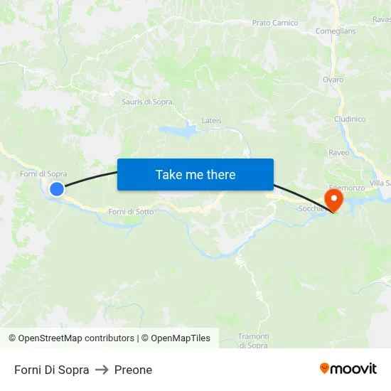 Forni Di Sopra to Preone map
