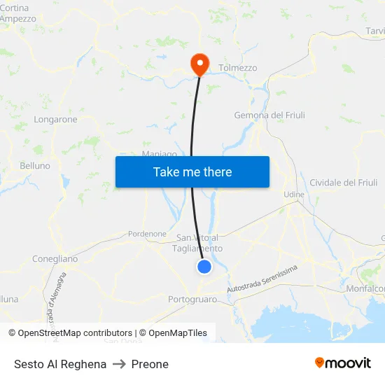 Sesto Al Reghena to Preone map