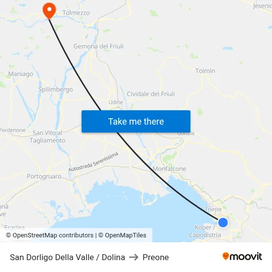 San Dorligo della Valle / Dolina to Preone map