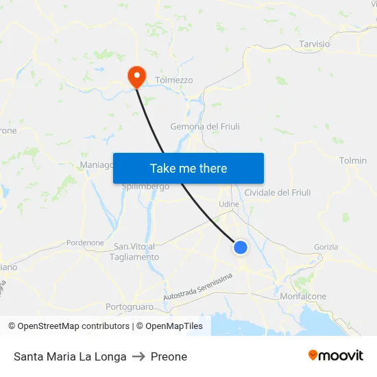 Santa Maria La Longa to Preone map