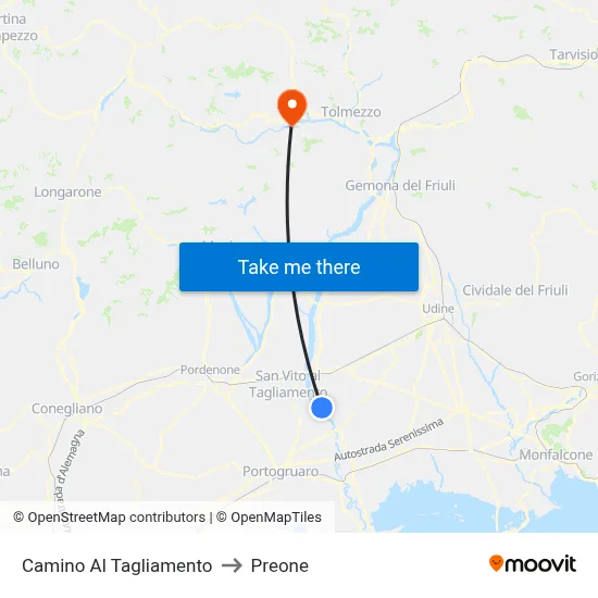 Camino al Tagliamento to Preone map