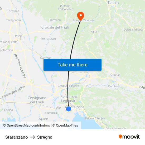 Staranzano to Stregna map