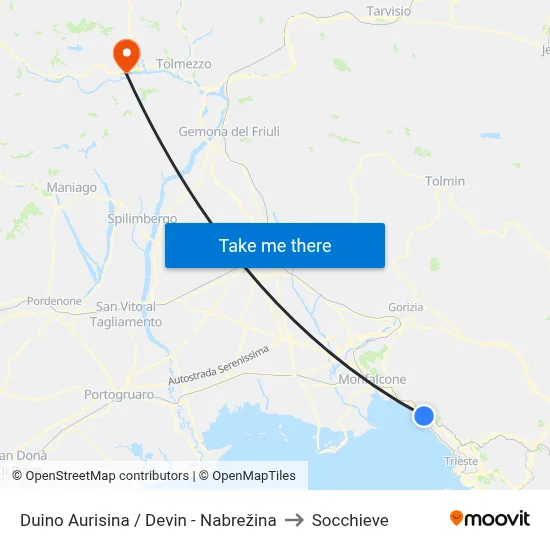 Duino Aurisina / Devin - Nabrežina to Socchieve map