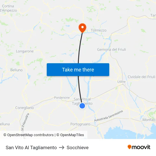 San Vito al Tagliamento to Socchieve map