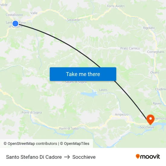 Santo Stefano di Cadore to Socchieve map