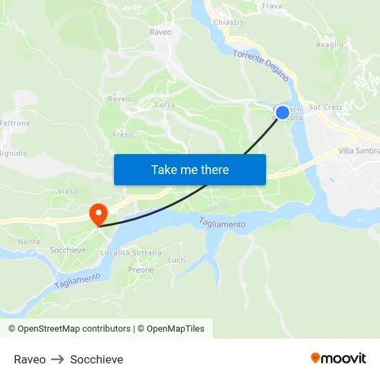 Raveo to Socchieve map
