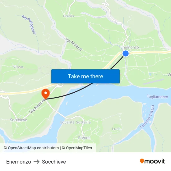 Enemonzo to Socchieve map