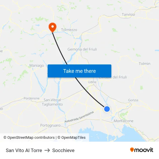 San Vito Al Torre to Socchieve map