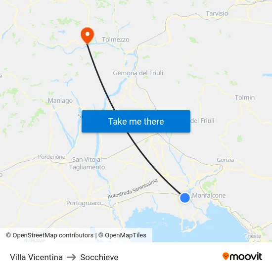 Villa Vicentina to Socchieve map