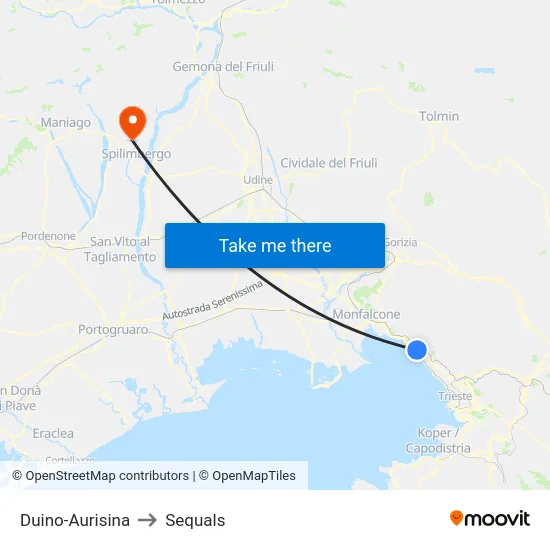 Duino-Aurisina to Sequals map